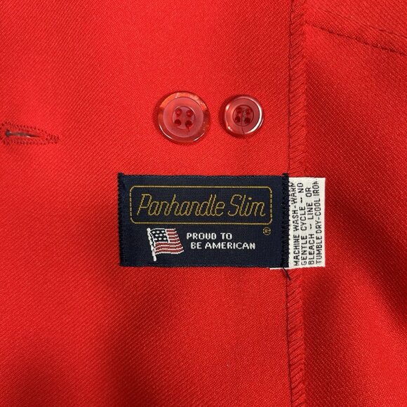Vtg 70s Panhandle Slim Women 2pc Pants Suit Vibrant Red Western Sz 24/ M ? Flaw - Picture 7 of 16